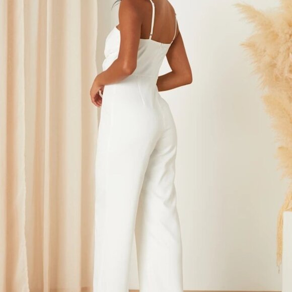 White Bow Sleeveless Jumpsuit - Picture 5 of 5